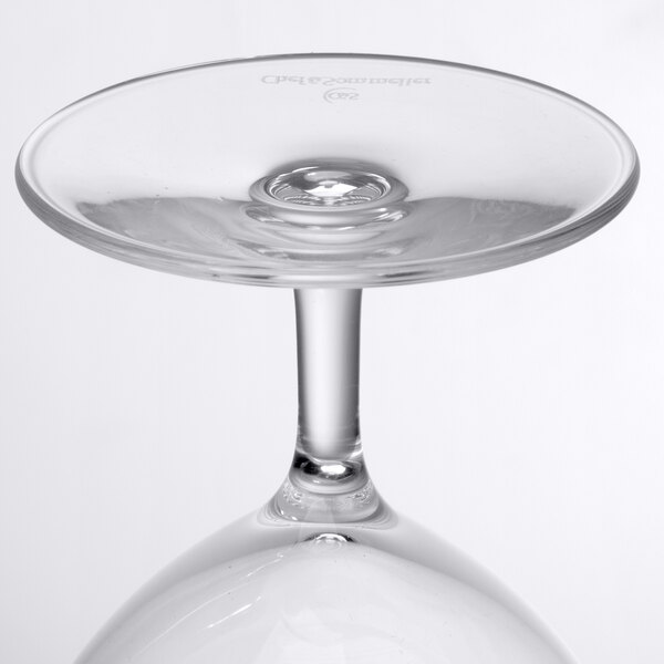 A clear glass Chef & Sommelier wine glass with a stem.