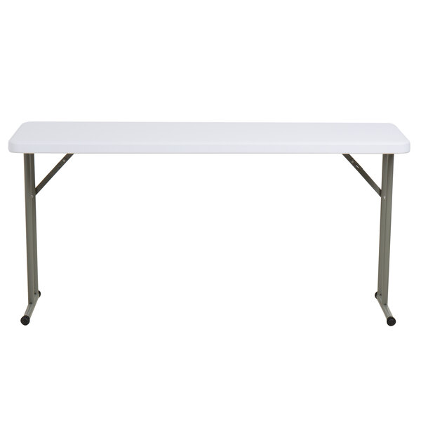 18x60 Granite White Folding Table – Heavy Duty Blow Molded Plastic – Steel Frame – Party/Banquet