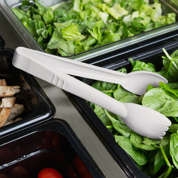 Carlisle 460902 Carly 9" White Plastic Salad Tongs