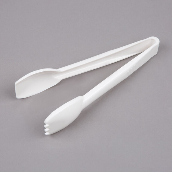 Carlisle 460902 Carly 9" White Plastic Salad Tongs
