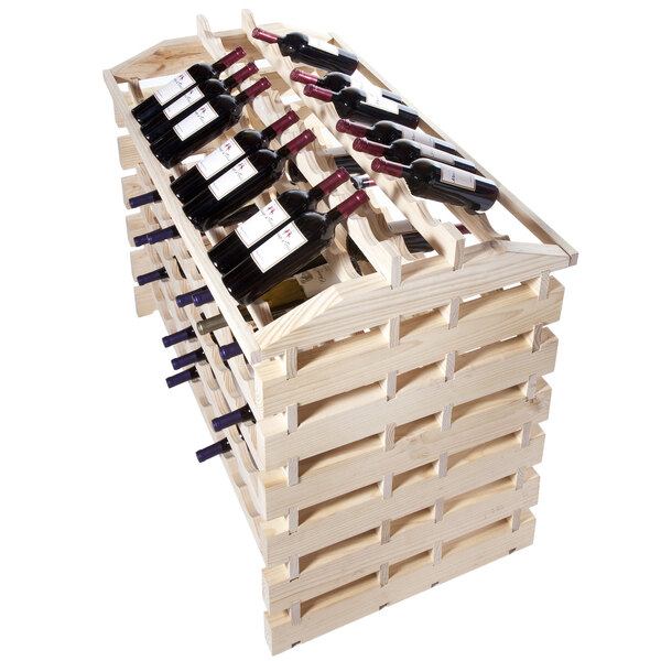 A Franmara wooden wine rack filled with wine bottles.