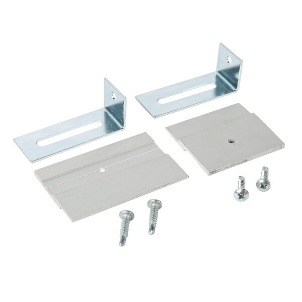 A white rectangular display case with metal brackets and screws.
