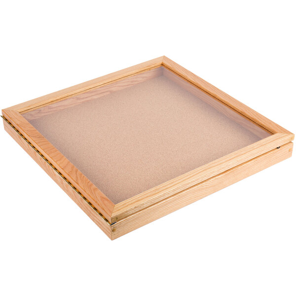An Aarco natural oak wooden frame with a glass top.