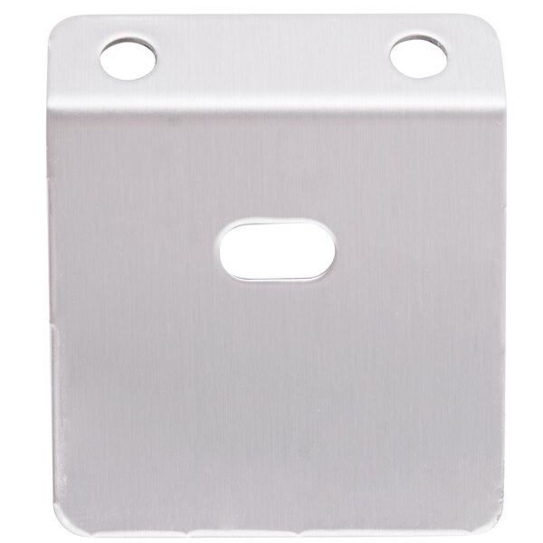 A white metal plate with holes on it.