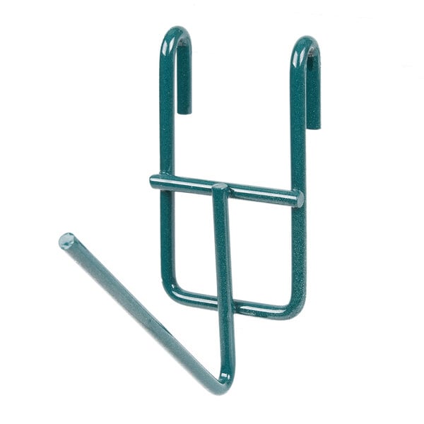 A green metal hook for a Metro SmartWall G3 on a white background.