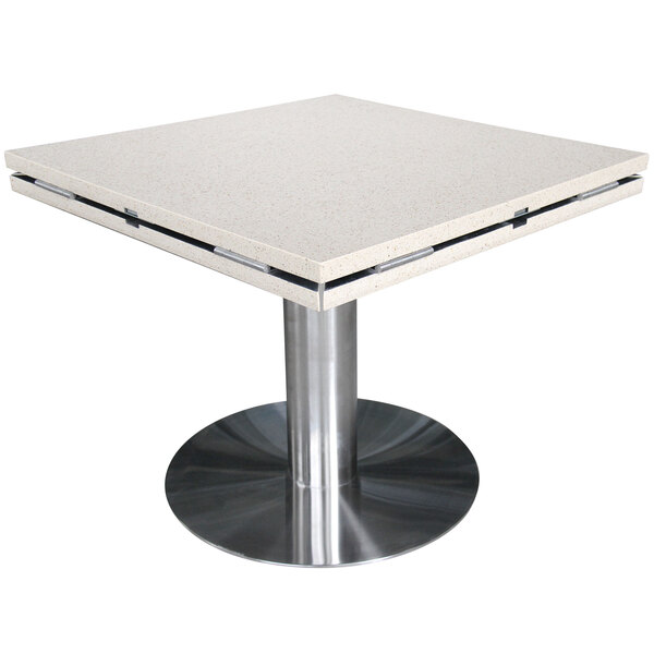 Art Marble Furniture Q407 51" Round / 36" x 36" Cambrian Gold Drop Leaf Quartz Tabletop