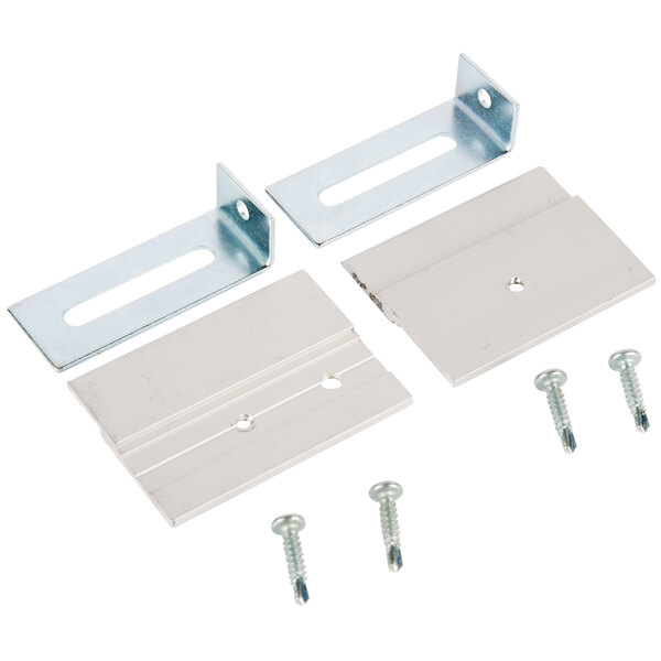 An Aarco walnut enclosed display case metal brackets with screws.