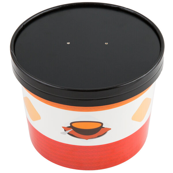 Choice 64 oz. Soup Design Double Poly-Coated Paper Soup / Hot Food Cup ...