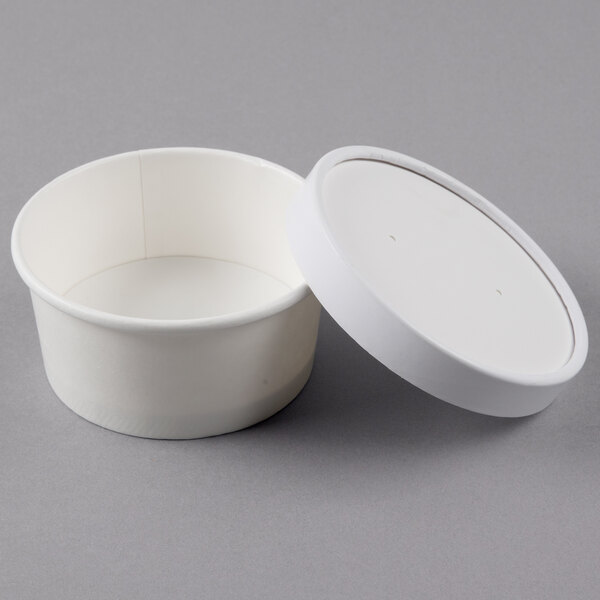 Choice 6 oz. White Double Poly-Coated Paper Food Cup with Vented Paper ...
