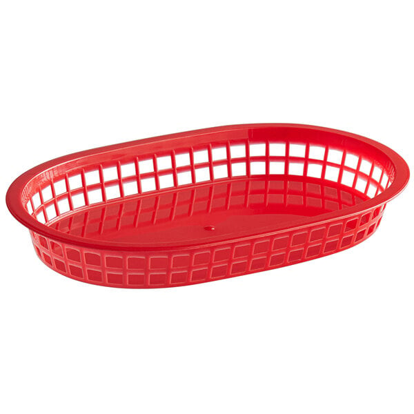 6X Olympia Polypropylene Oval Food Service Basket Red Catering Serving 