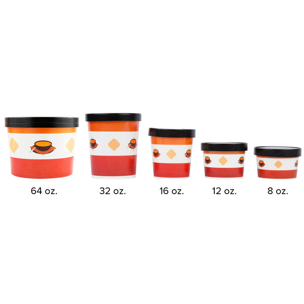 Choice 64 oz. Soup Design Double Poly-Coated Paper Soup / Hot Food Cup with Vented Paper Lid - 25/Pack