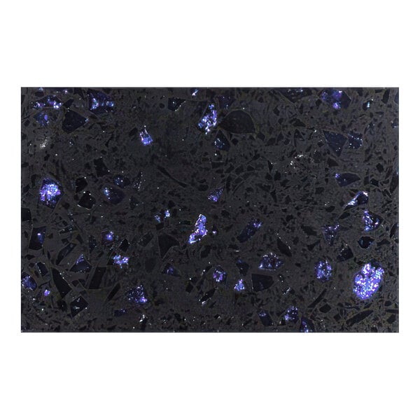 An Art Marble Furniture Blue Galaxy Quartz table top with a black surface speckled with blue and purple stones.