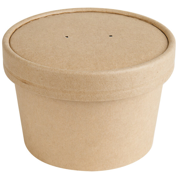 Download Ecochoice 8 Oz Kraft Paper Soup Hot Food Cup With Vented Lid 25 Pack