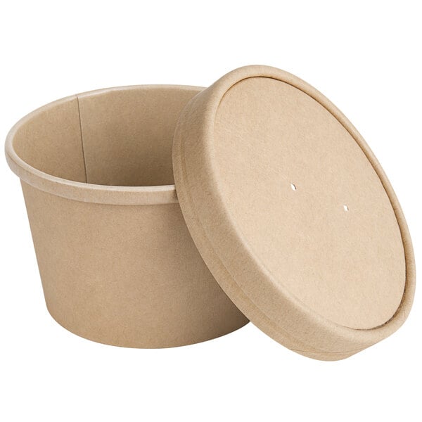 Download Ecochoice 8 Oz Kraft Paper Soup Hot Food Cup With Vented Lid 25 Pack