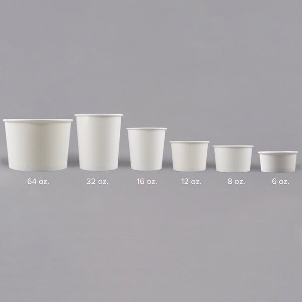 MT Products 12 oz White Paper Soup Cups with Vented Paper Lids - Set of 20