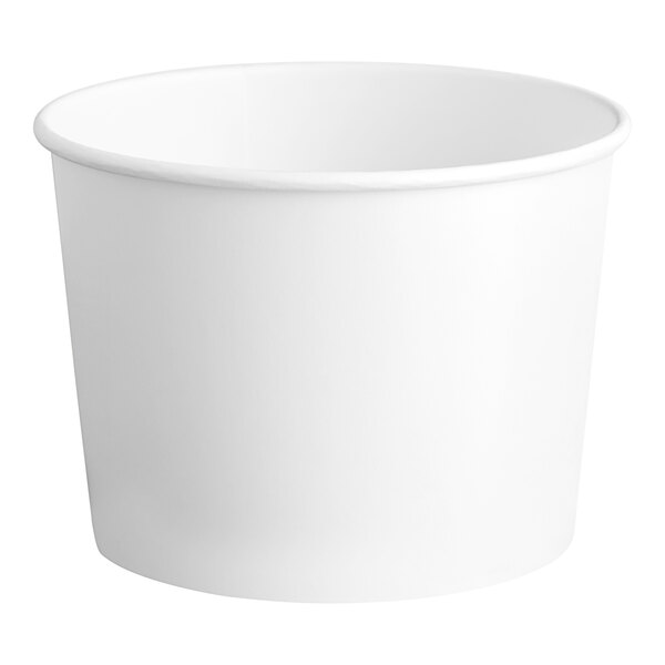 A white double poly-coated paper food cup.