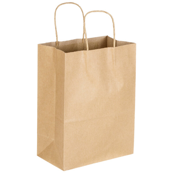 Download Trim 8 X 4 1 2 X 10 5 8 Natural Kraft Shopping Bag With Handles 250 Bundle