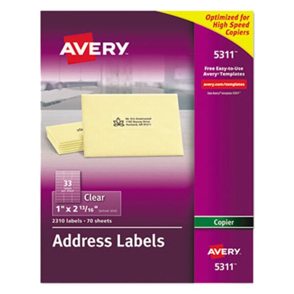 Avery 5311 Easy Peel 1 X 2 13 16 Clear Copier Mailing Address Labels 