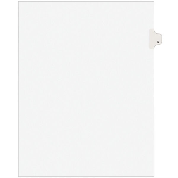 A white rectangular Avery legal side tab divider with a white square tab.