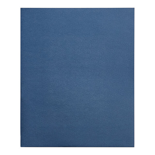 A dark blue rectangular paper folder with white spots.