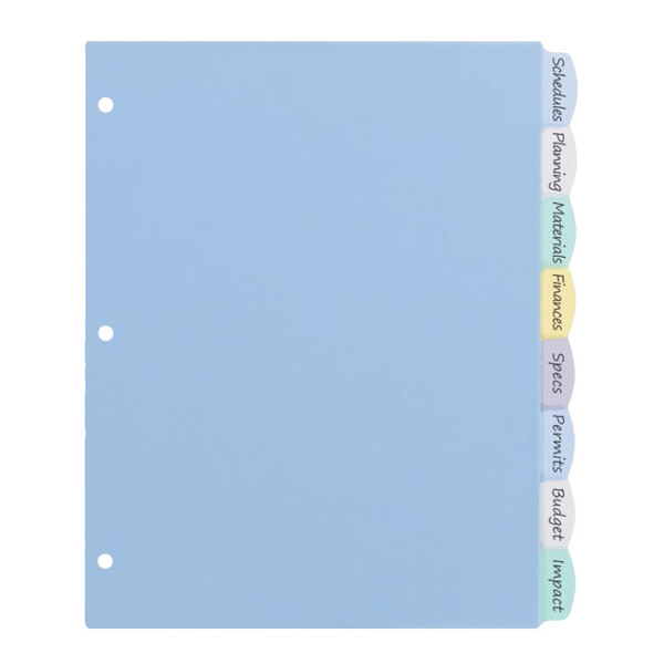 Avery 16171 Big Tab Letter Size 8Tab MultiColor WriteOn Plastic Dividers