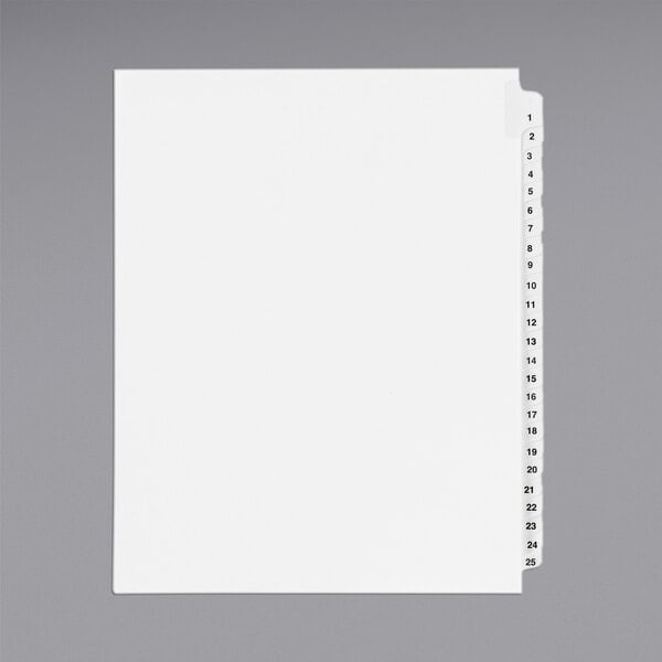 A white sheet of paper with black numbers on the side.