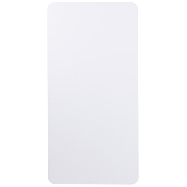 A white rectangular Flash Furniture plastic table with rounded edges.