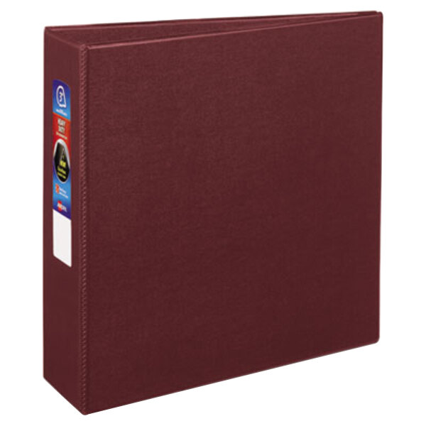 An Avery maroon heavy-duty non-view binder with 3" locking One Touch EZD rings.