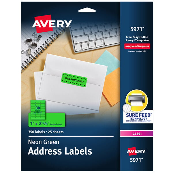 A package of Avery High-Visibility Neon Green ID Labels with white background.