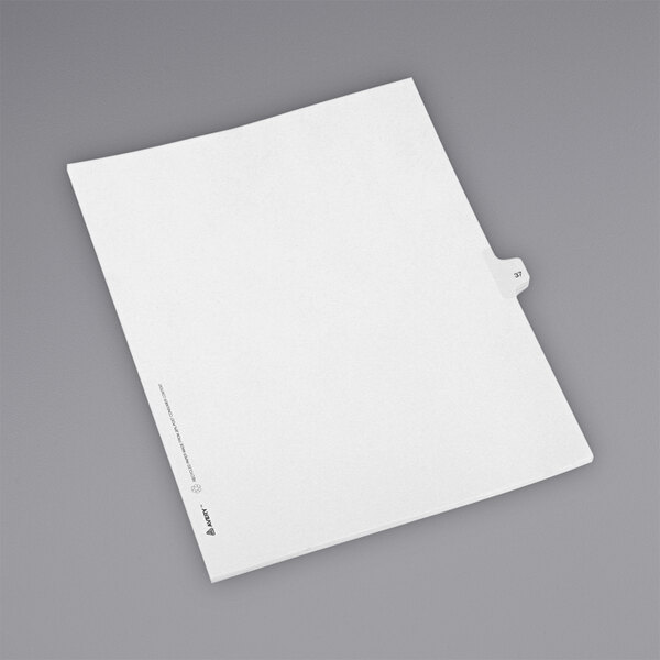 A white file folder tab with "Avery Allstate-Style Legal Exhibit #37" printed on it.