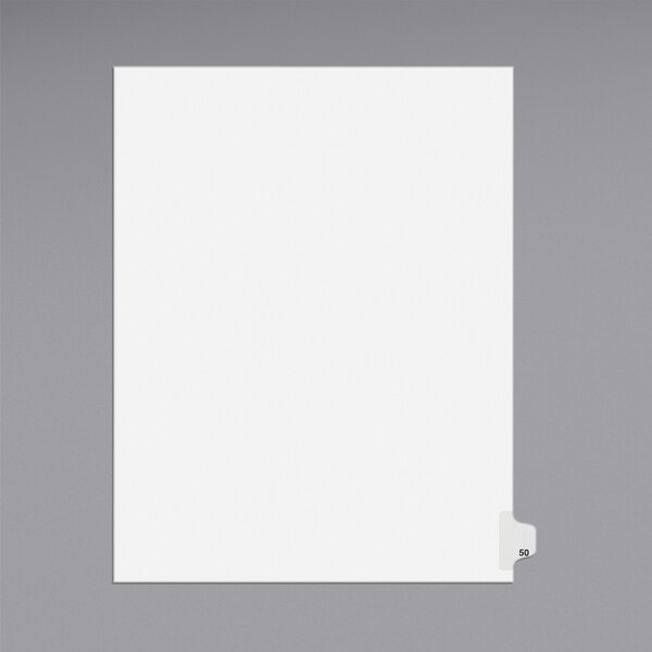 A white rectangular paper tab with black text.