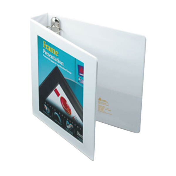 A white framed Avery Heavy-Duty binder with a picture on it.