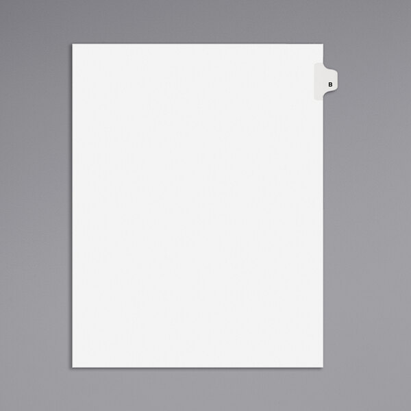 A white file folder with Avery Individual Legal Exhibit B Side Tab Divider tab.
