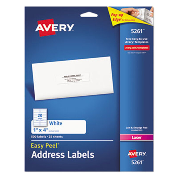 Avery 5261 Easy Peel 1 X 4 Printable Mailing Address Labels 500 Pack