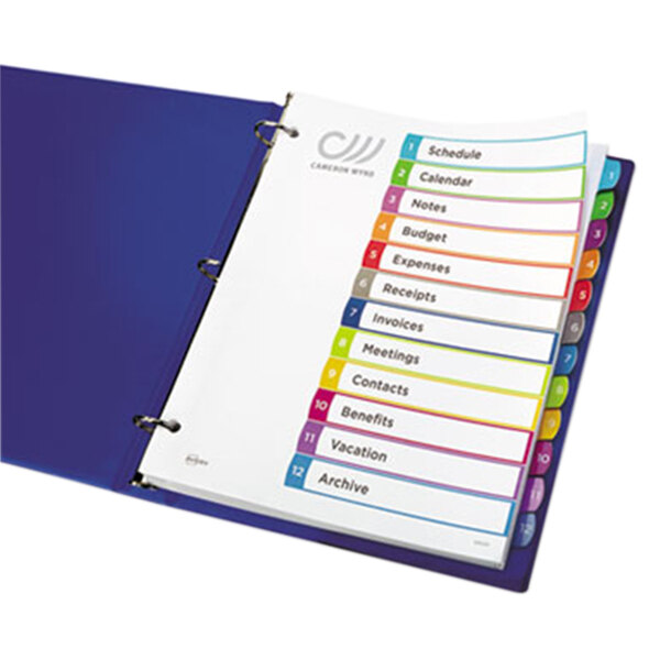 11843 Avery Customizable Table of Contents Dividers 12-Tab Set