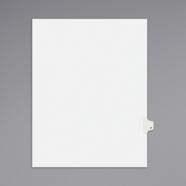 A white file with Avery Individual Legal Exhibit T Side Tab Dividers.