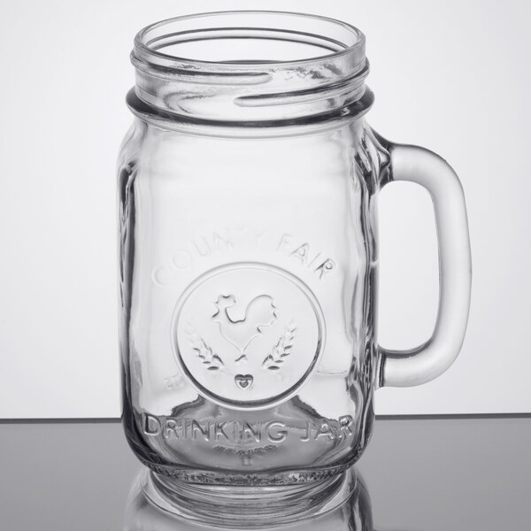 Drinking Jars with Handle 12-Pack 16 oz Libbey Glass Mason Jars 