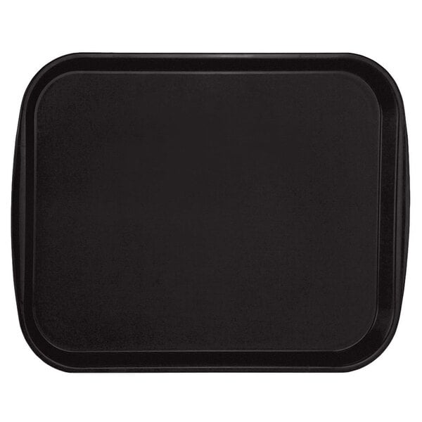 A black tray with a white border.