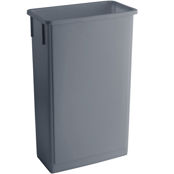 Lavex Janitorial 23 Gallon Gray Slim Rectangular Trash Can