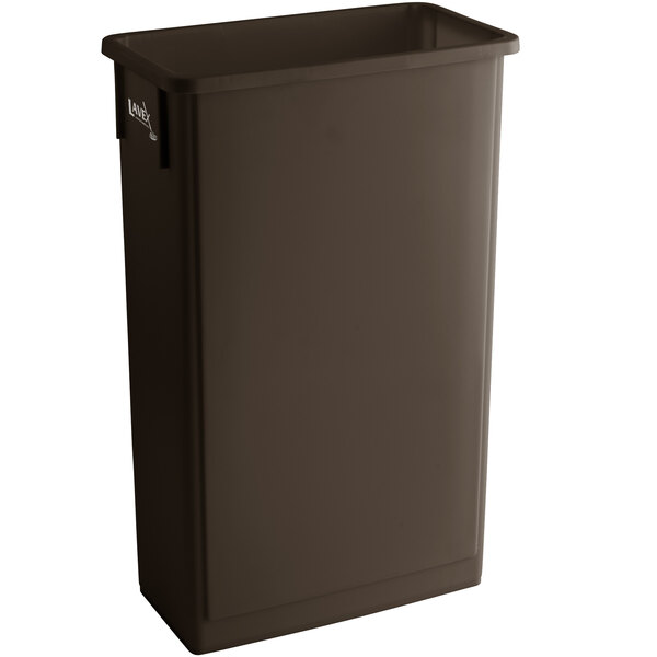 Lavex 23 Gallon Brown Slim Rectangular Trash Can and Brown Drop