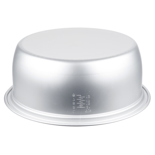 A close-up of a silver bowl.