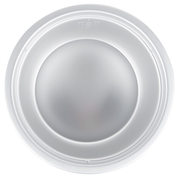 A white plastic bowl with a circular center.