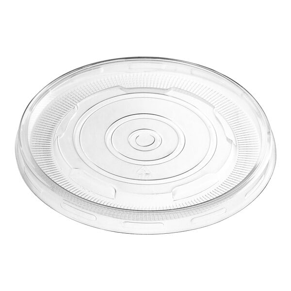 A clear plastic lid with a circular rim.