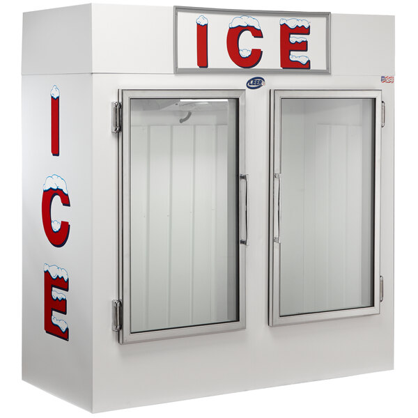 Leer 64ag 64 Indoor Auto Defrost Ice Merchandiser With Straight Front And Glass Doors
