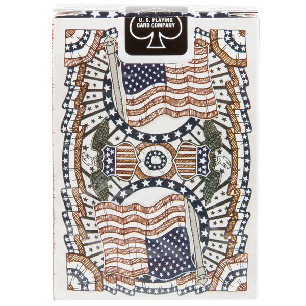 A box of Bicycle American Flag playing cards on a white background.