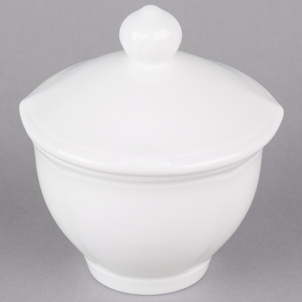 A white porcelain bowl with a lid.