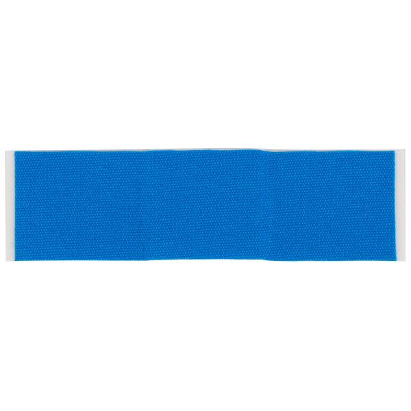A blue tape with white trim with the words "San Jamar Mani-Kare" on it.