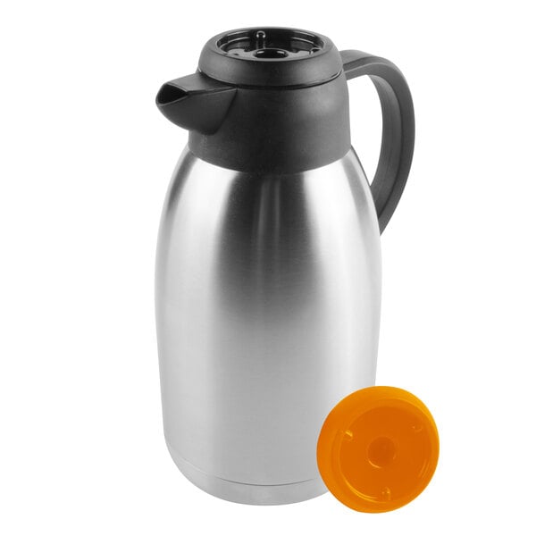 Choice 64 oz. Insulated Thermal Coffee Carafe / Server with Regular and  Decaf Brew Thru Lids - 10