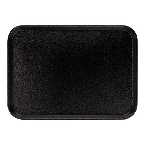 A black rectangular Carlisle Griptite non-skid fiberglass serving tray.