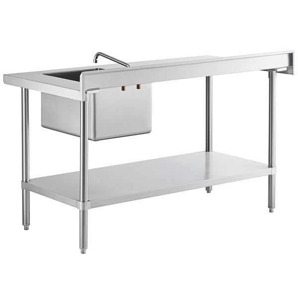 Regency 30" x 60" 16 Gauge Stainless Steel Work Table with Sink and Faucet - Sink on Right